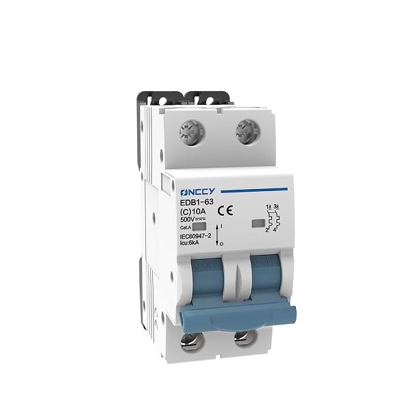 ONCCY DC miniature circuit breaker, 2 pole 25A 600V DC, DIN rail mount