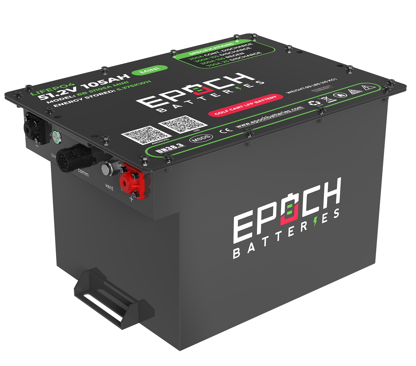 Epoch BB51105A MINI 48V 105Ah golf cart battery complete kit