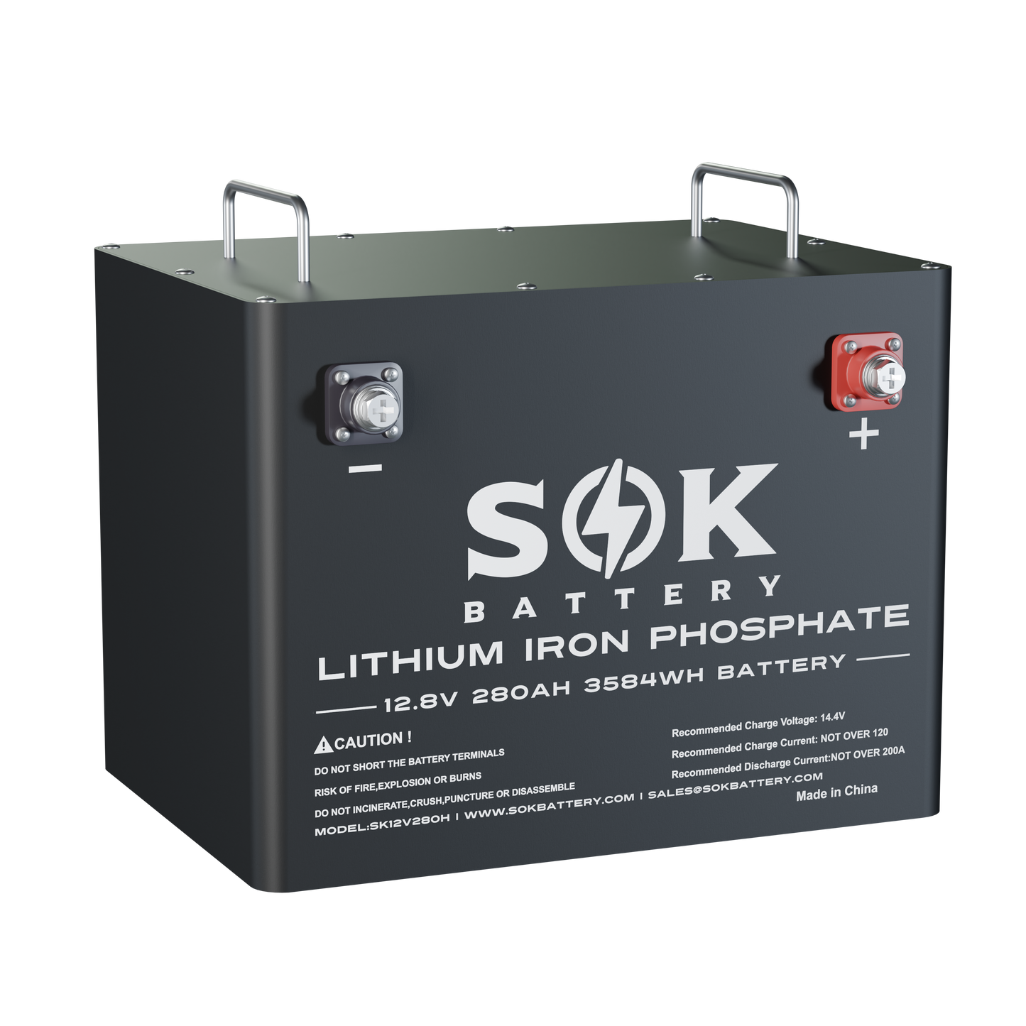 SOK SK12V280H 12V 280Ah LiFePO4 Battery, Aluminum Case