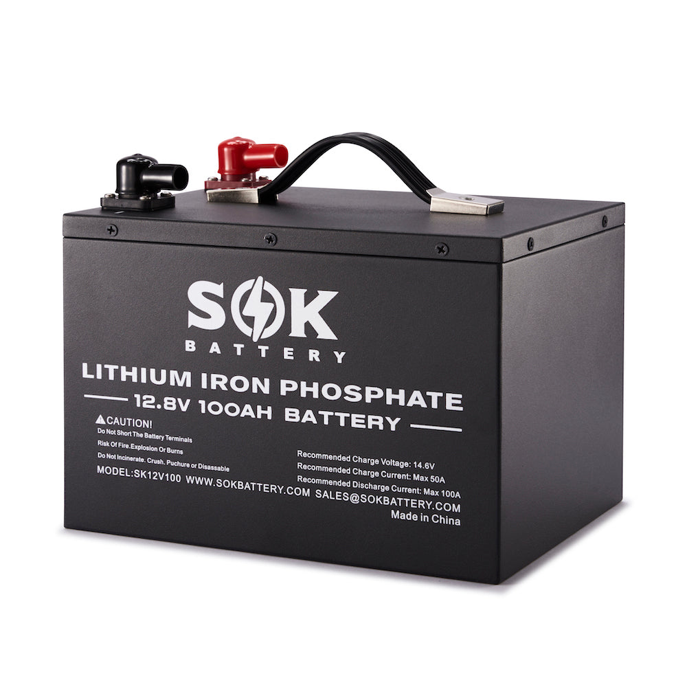 SOK SK12V100H 12V 100Ah LiFePO4 Battery, Self-Heating