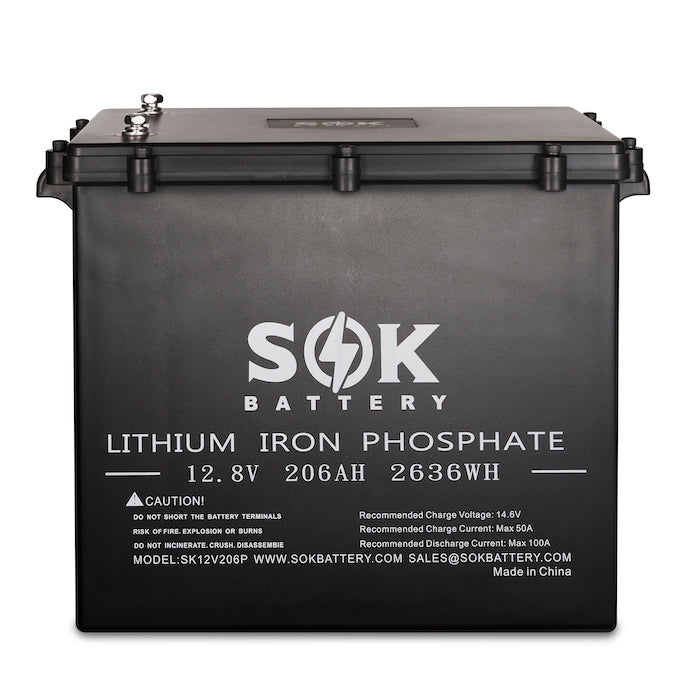 SOK SK12V206PH 12V 206Ah LiFePO4 Battery, Marine Case