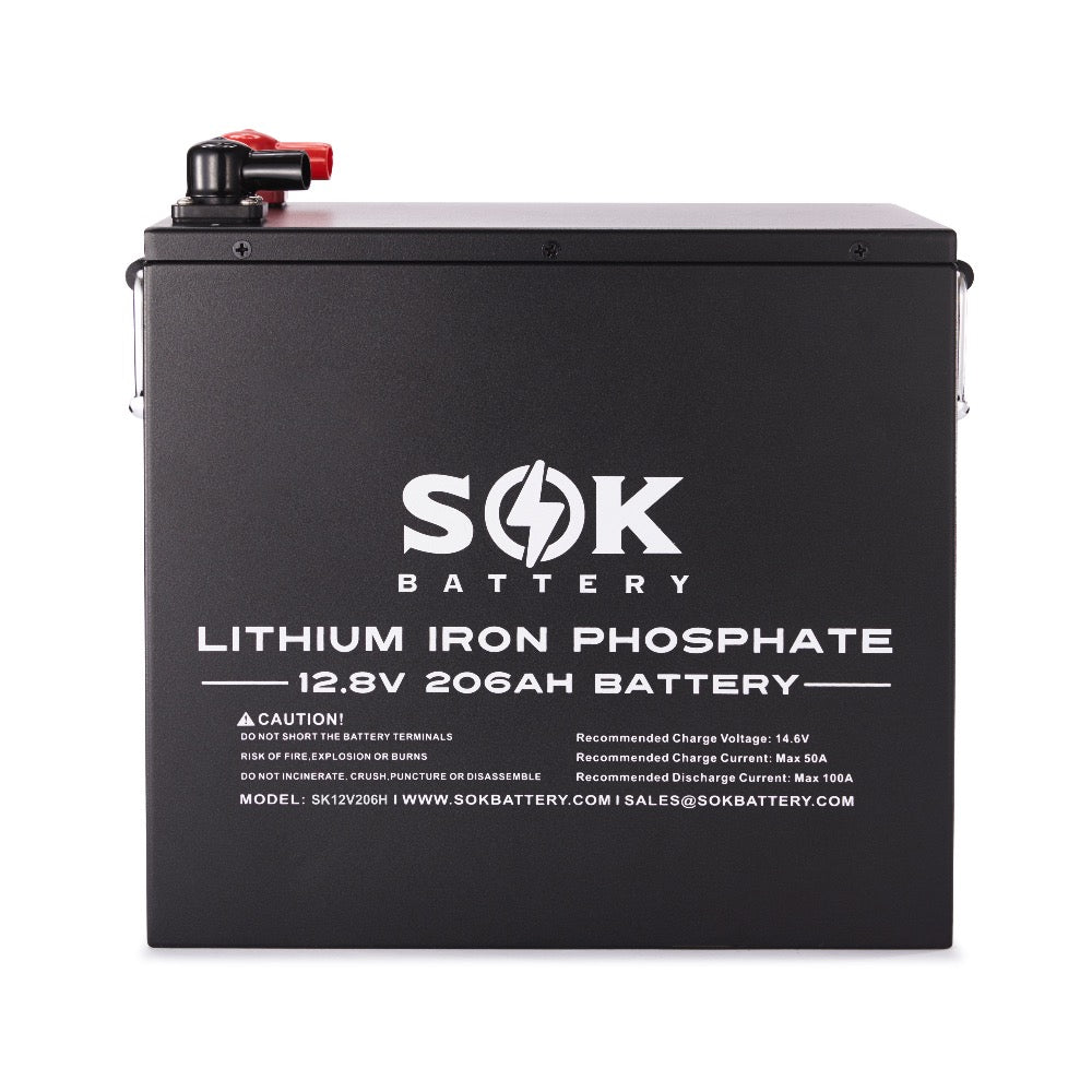 SOK SK12V206H 12V 206Ah LiFePO4 Battery, Heated Metal Case