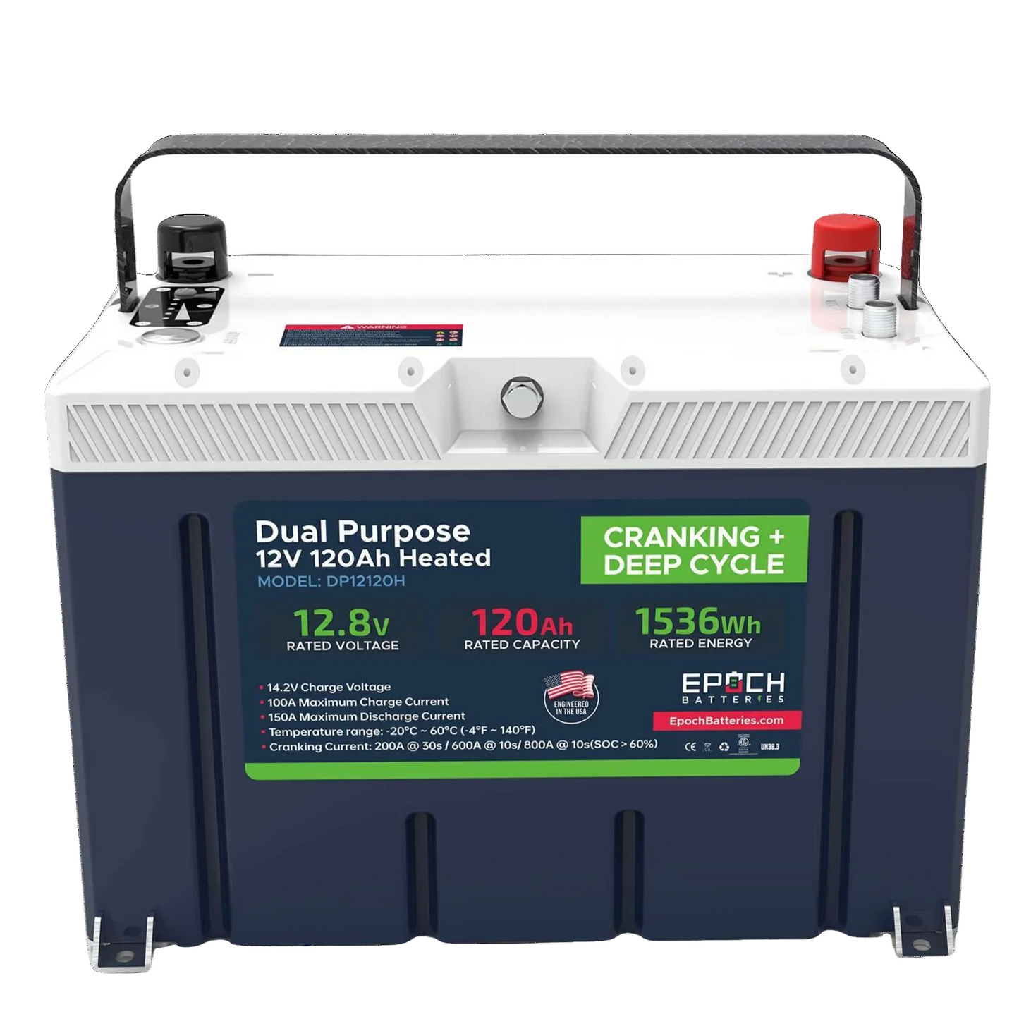 12V 120Ah (1.54kWh) Pro Series - LiFePO4 Cranking & Deep Cycle Lithium Battery (Dual Purpose) SKU: DP12120H