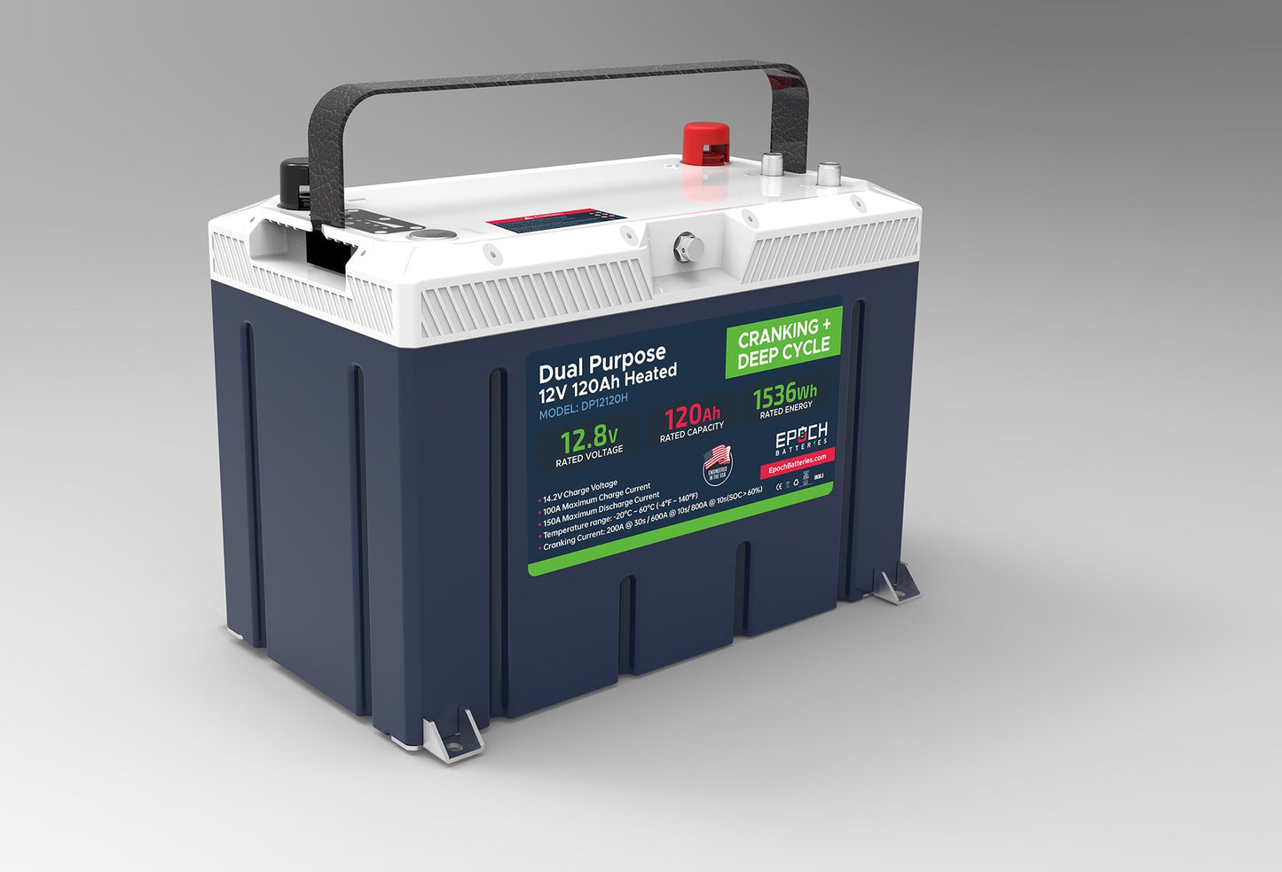 12V 120Ah (1.54kWh) Pro Series - LiFePO4 Cranking & Deep Cycle Lithium Battery (Dual Purpose) SKU: DP12120H