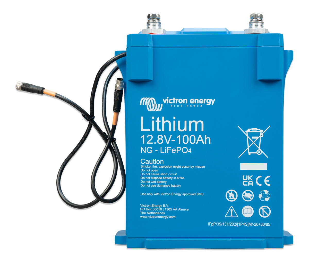 Victron Lithium NG 12.8V 100Ah LiFePO4 battery, front view
