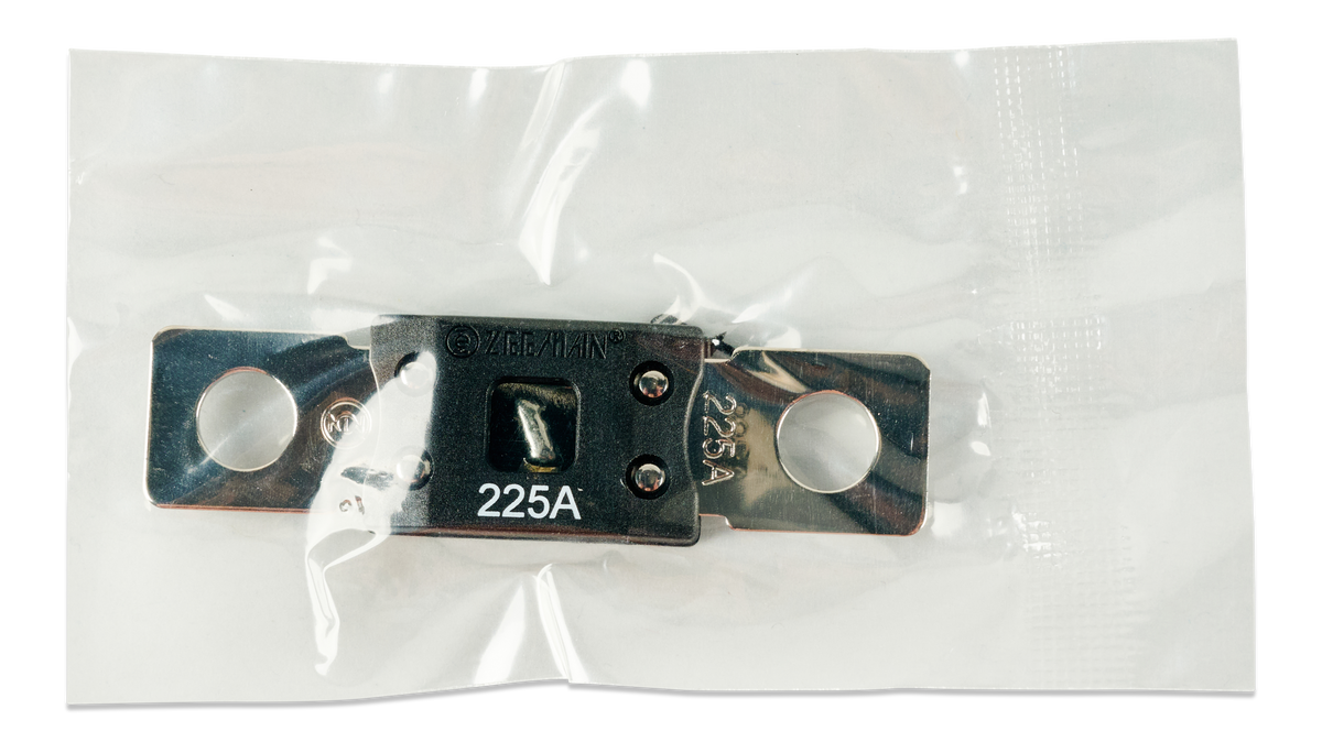Victron MEGA fuse 225A/32V rating foil detail