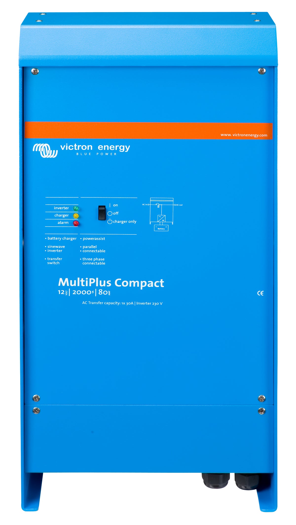 Victron MultiPlus Compact 12/2000/80 inverter/charger, front view