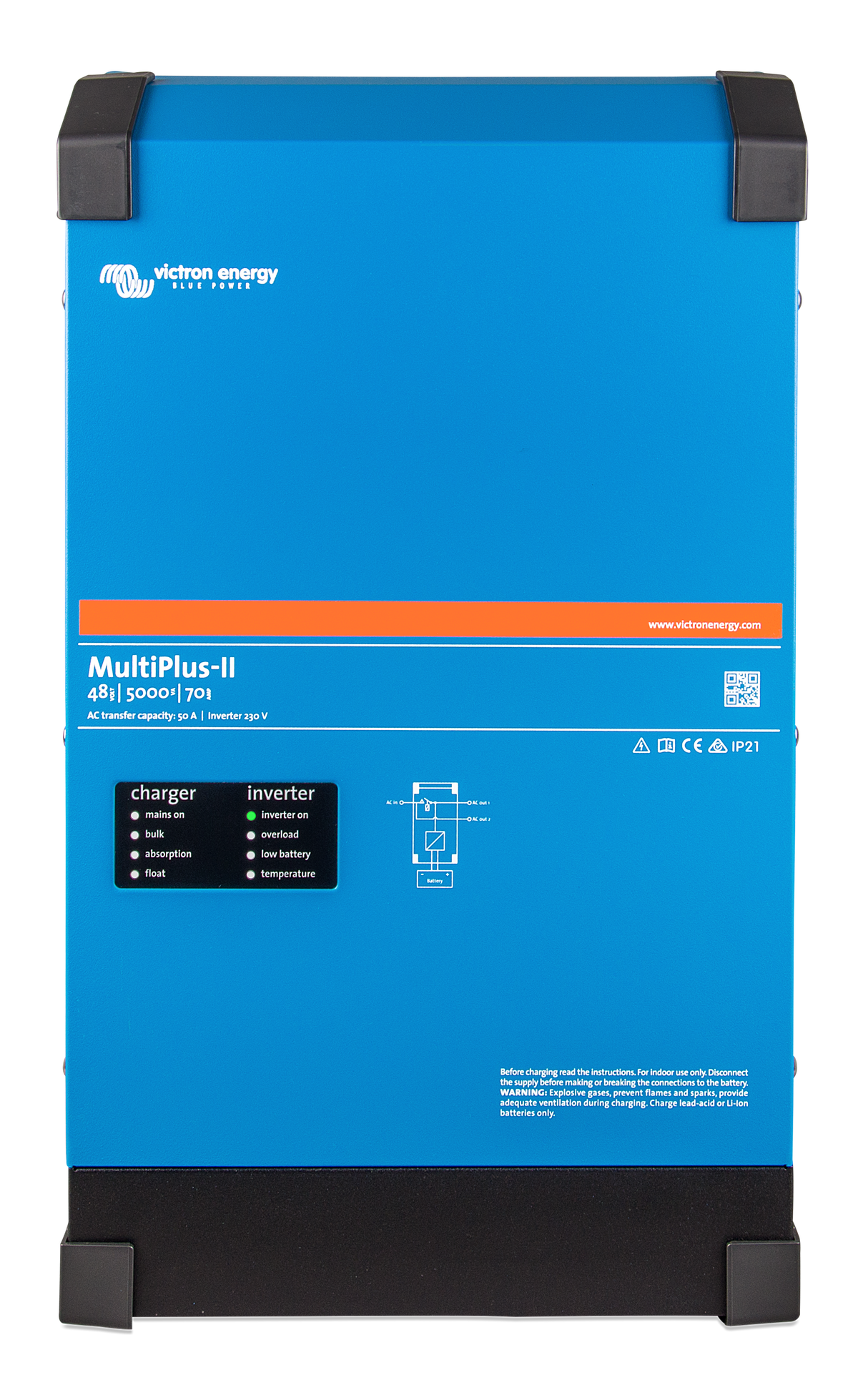 Victron MultiPlus-II 48/5000 inverter/charger, front view