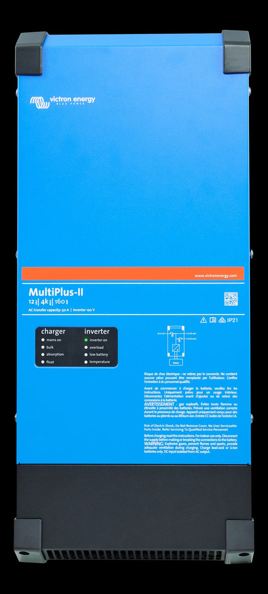 Victron MultiPlus-II 12/4k/160-50 120V inverter/charger, front view