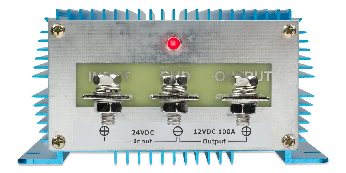 Victron Orion IP67 24/12-100A 1200W waterproof DC-DC converter, front view