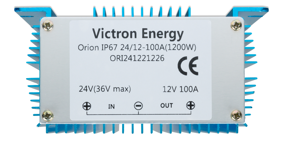Victron Orion IP67 24/12-100A specification label