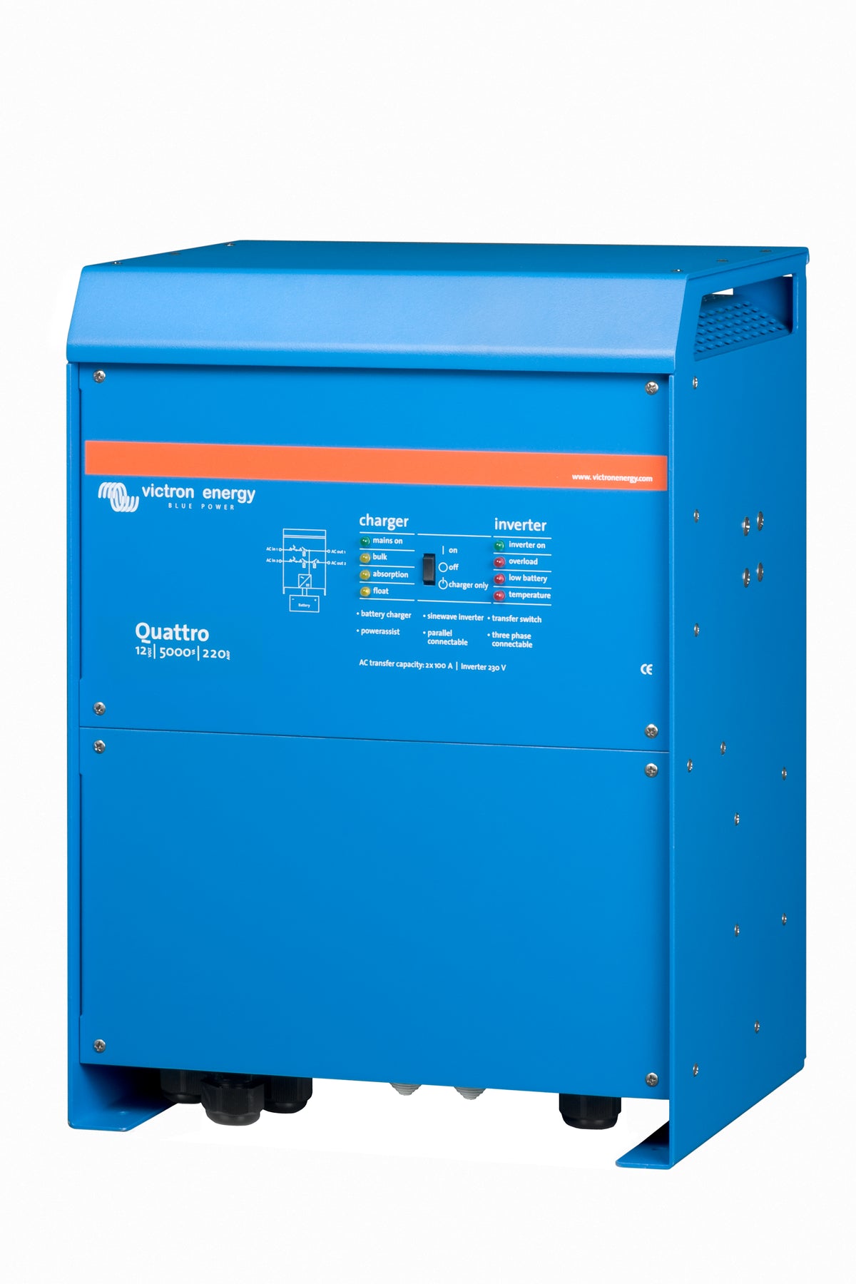 Victron Quattro 12/5000 inverter/charger, left side