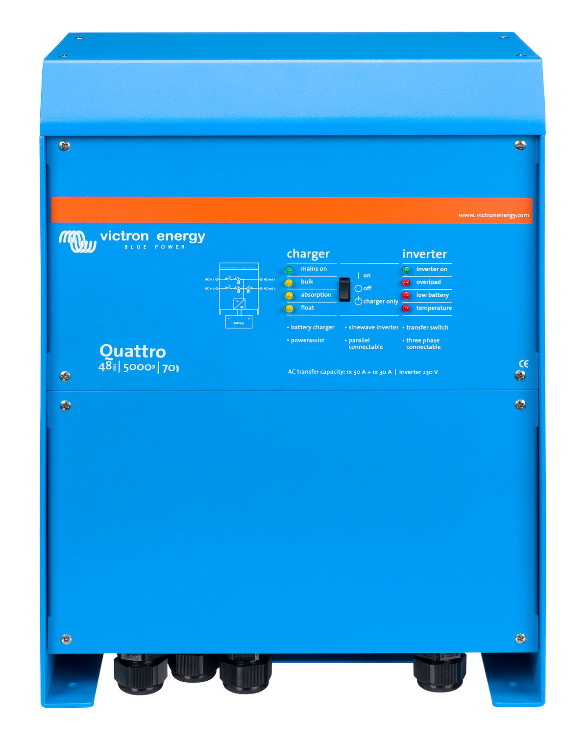 Victron Quattro 48/5000 inverter/charger, front view