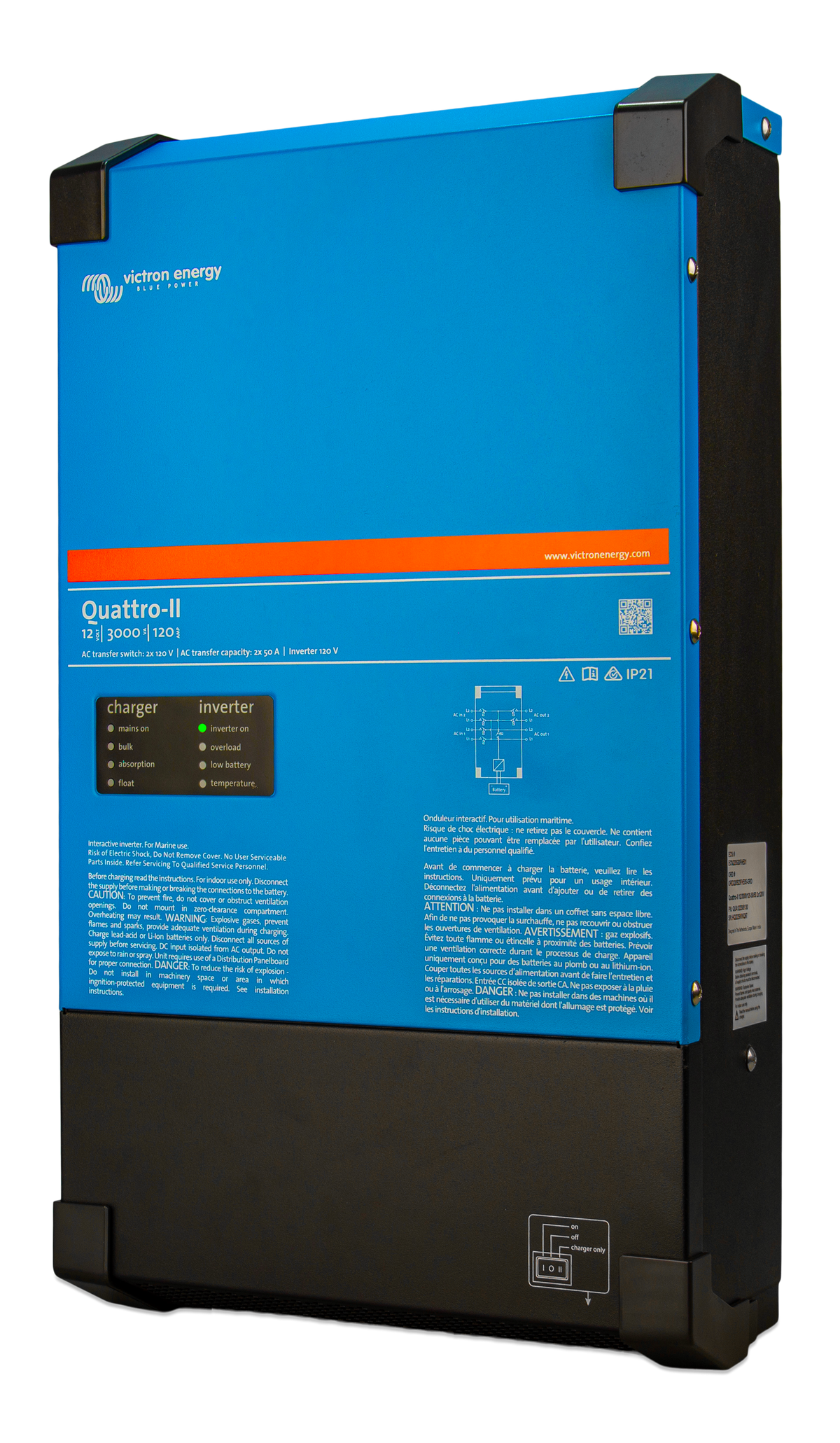 Victron Quattro-II 2x 120V, left side