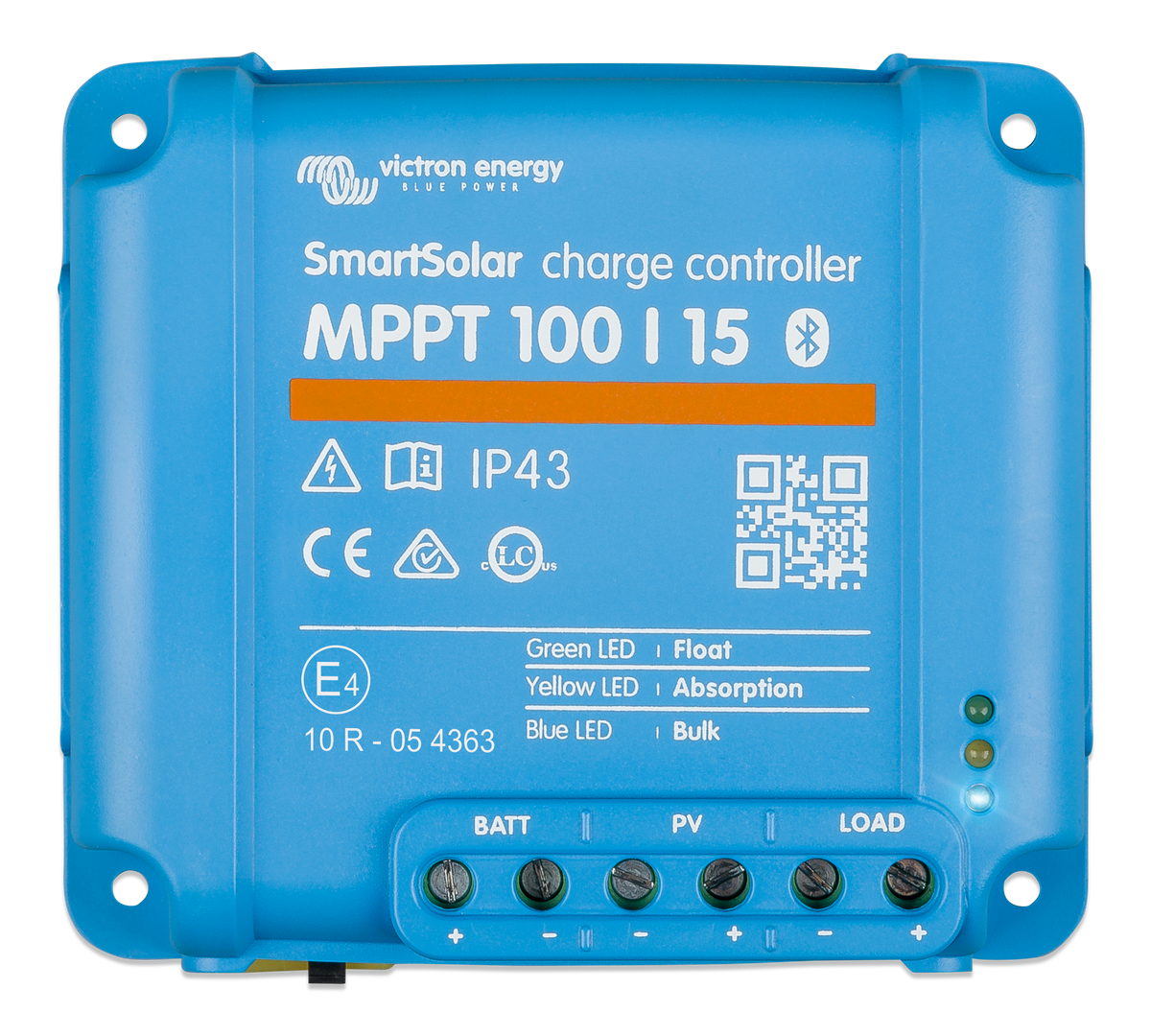 Victron SmartSolar MPPT 100/15 solar charge controller, top view
