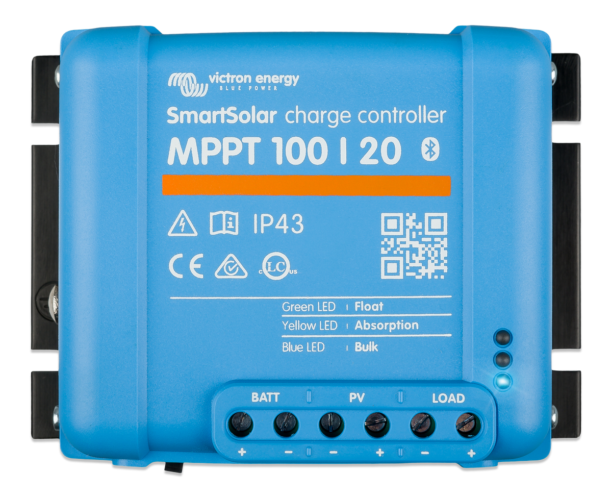 Victron SmartSolar MPPT 100/20 solar charge controller, top view