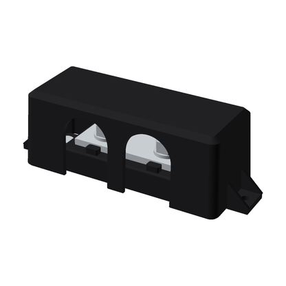 Jonsson Tech BB250-2 | 250A 58VDC Busbar — 2 × M8 Posts, 150 mm² Tin-Plated Copper, V-0 Cover