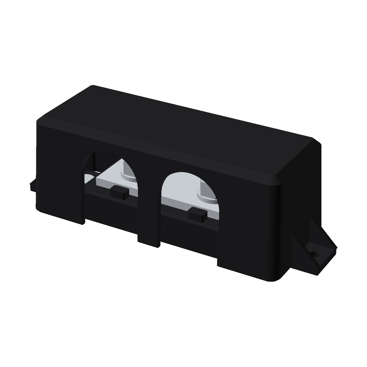 Jonsson Tech BB250-2 | 250A 58VDC Busbar — 2 × M8 Posts, 150 mm² Tin-Plated Copper, V-0 Cover