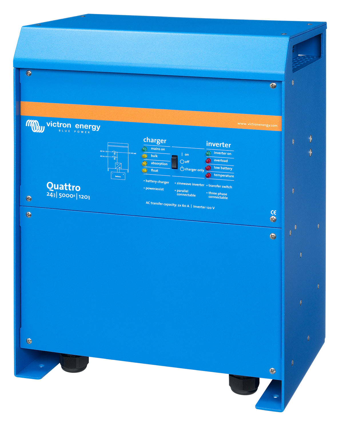 Victron Quattro 24/5000/120 120V inverter/charger, left side