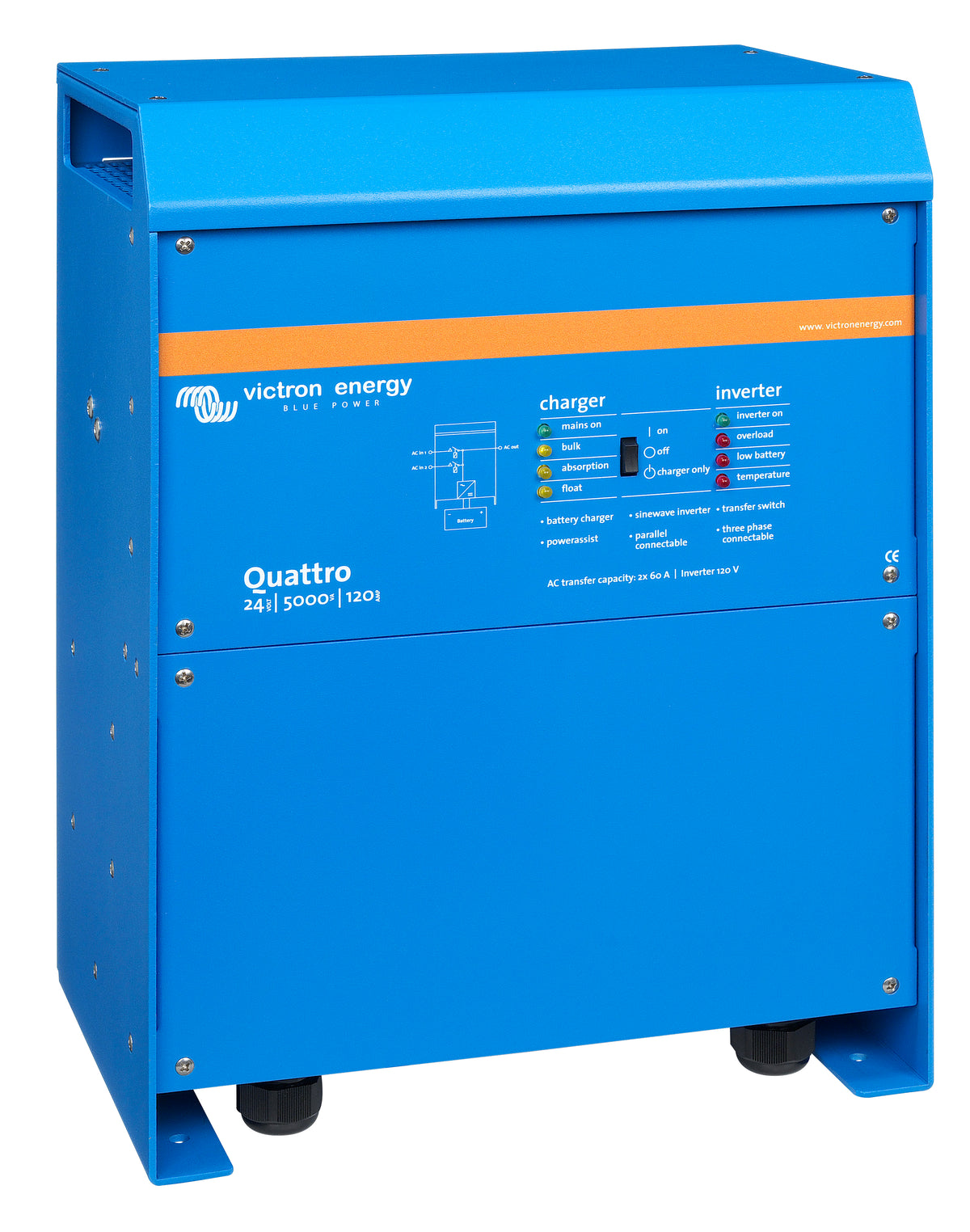 Victron Quattro 24/5000/120 120V inverter/charger, right side