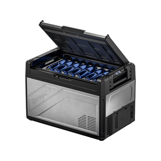 BougeRV Rocky V3.0 55QT dual zone stainless 12V fridge